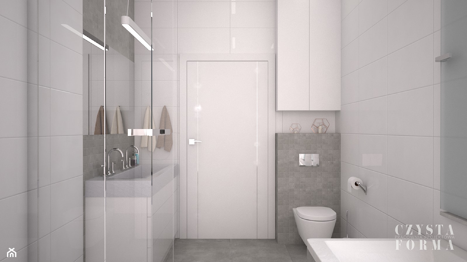 Biało-szara łazienka - zdjęcie od CZYSTA FORMA - Homebook