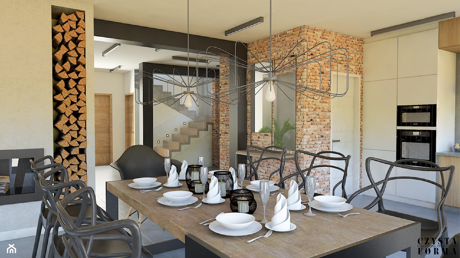 Open space: salon, jadalnia, kuchnia - zdjęcie od CZYSTA FORMA - Homebook