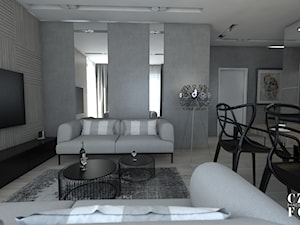 Apartament przy ul. Jantarowej w Lublinie - Mały szary salon z jadalnią - zdjęcie od CZYSTA FORMA