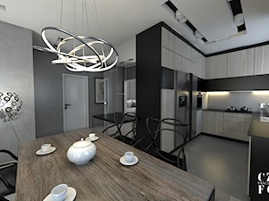 Apartament przy ul. Jantarowej w Lublinie - Średnia szara jadalnia w kuchni - zdjęcie od CZYSTA FORMA
