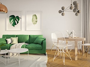Mieszkanie na osiedlu Green Mokotów W Warszawie - Mały biały salon z jadalnią - zdjęcie od CZYSTA FORMA