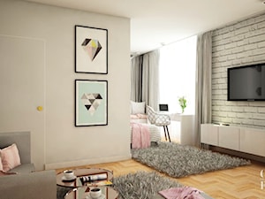 Pokój nastolatki w dwóch odsłonach - Średnia beżowa z biurkiem sypialnia, styl skandynawski - zdjęcie od CZYSTA FORMA