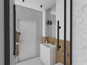 Apartament na Nowym Mokotowie - Mała na poddaszu bez okna z lustrem łazienka, styl nowoczesny - zdjęcie od CZYSTA FORMA
