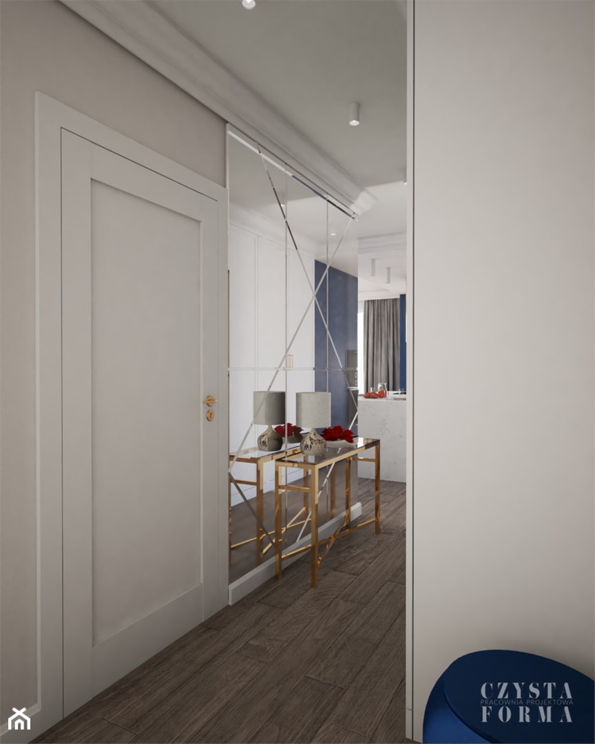 Nowojorski apartament w Lublinie - Średni biały hol / przedpokój, styl glamour - zdjęcie od CZYSTA FORMA