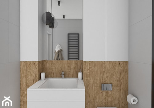 Apartament na Nowym Mokotowie - Średnia bez okna z lustrem z punktowym oświetleniem łazienka, styl nowoczesny - zdjęcie od CZYSTA FORMA