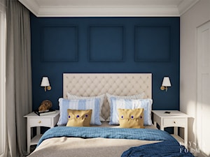 Nowojorski apartament w Lublinie - Średnia biała niebieska sypialnia, styl glamour - zdjęcie od CZYSTA FORMA
