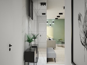 Apartament na osiedlu Wola Libre w Warszawie - Mały biały zielony salon - zdjęcie od CZYSTA FORMA