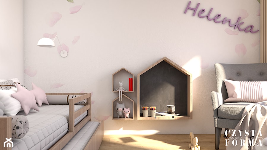 Dom pod Włodawą - Mały biały pokój dziecka dla dziecka dla dziewczynki - zdjęcie od CZYSTA FORMA