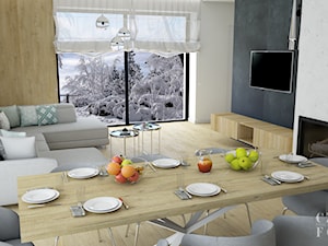 Dom w Tereszynie - Średnia biała jadalnia w salonie, styl glamour - zdjęcie od CZYSTA FORMA