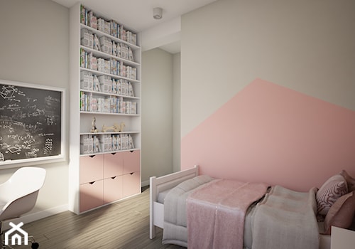 Dom w Marysinie k. Lublina - Mały biały różowy pokój dziecka dla dziecka dla nastolatka dla dziewczynki - zdjęcie od CZYSTA FORMA