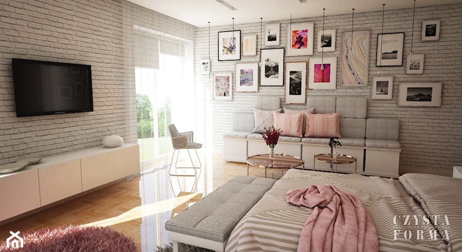 Pokój nastolatki w dwóch odsłonach - Średnia sypialnia z balkonem / tarasem, styl skandynawski - zdjęcie od CZYSTA FORMA