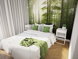 Mieszkanie na osiedlu Green Mokotów W Warszawie - Mała szara zielona sypialnia - zdjęcie od CZYSTA FORMA