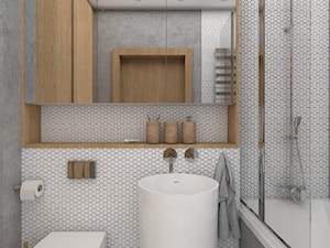 Łazienka z betonem woskowanym na ścianach i podłodze - zdjęcie od CZYSTA FORMA