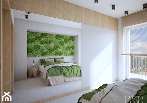 Sypialnia w której natura łączy się z surowym betonem - zdjęcie od CZYSTA FORMA