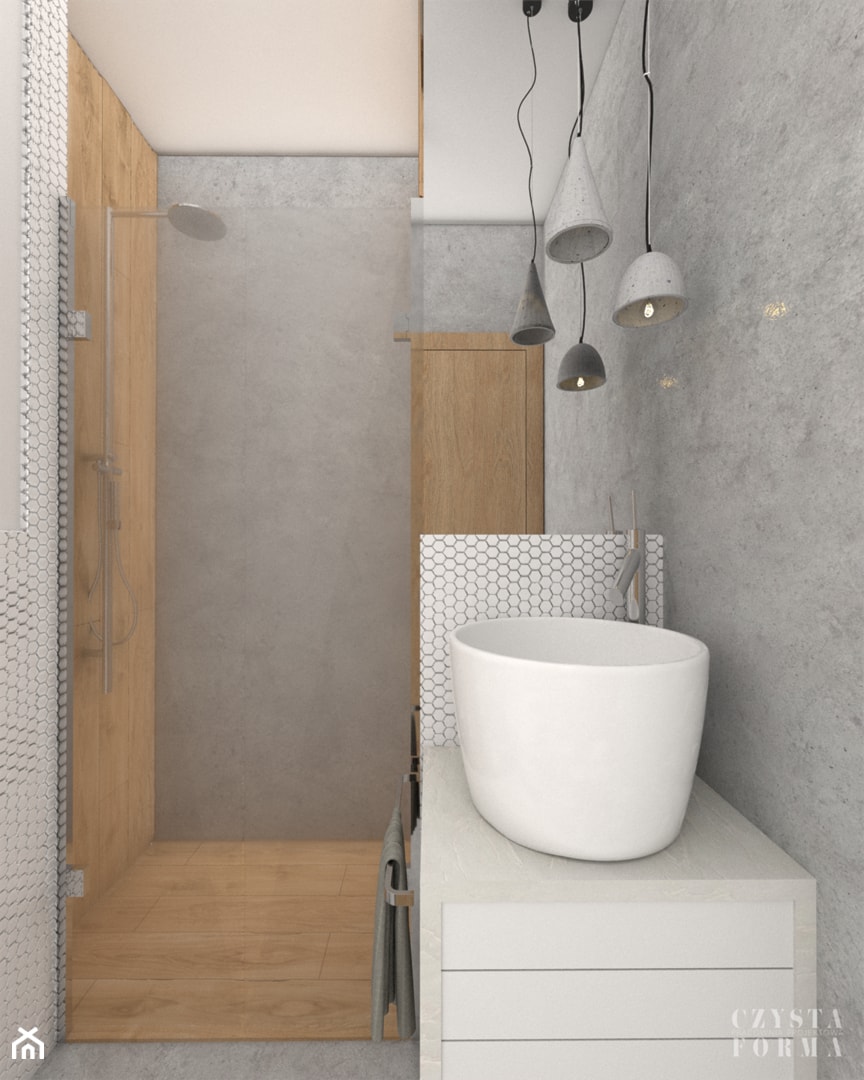 Łazienka z betonem woskowanym na ścianach i podłodze - zdjęcie od CZYSTA FORMA