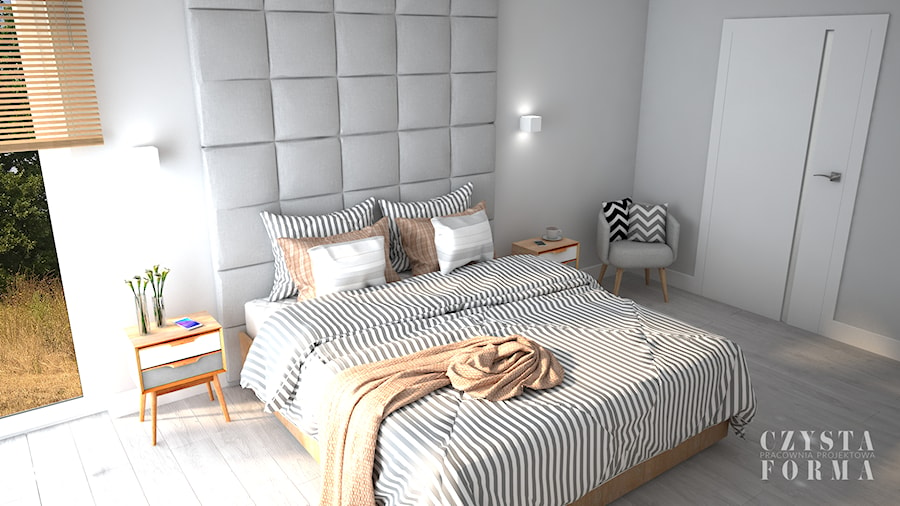 Biało-szara sypialnia - zdjęcie od CZYSTA FORMA