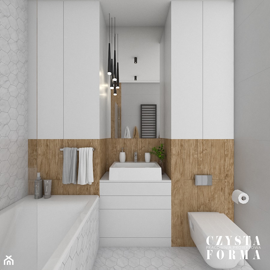 Apartament na Nowym Mokotowie - Mała bez okna łazienka, styl nowoczesny - zdjęcie od CZYSTA FORMA