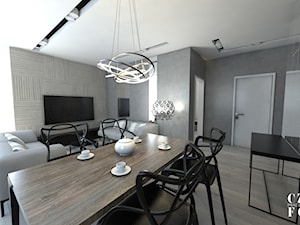 Apartament przy ul. Jantarowej w Lublinie - Średnia szara jadalnia w salonie - zdjęcie od CZYSTA FORMA