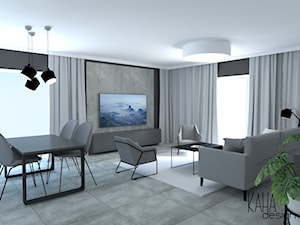 Salon minimalistyczny nowoczesny czerń-biel-szarość - zdjęcie od KAHA