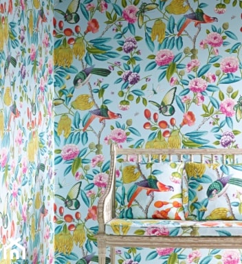 Tkanina i tapeta w kwiaty, papugi,motyle - zdjęcie od Impresje Home Collection - Homebook