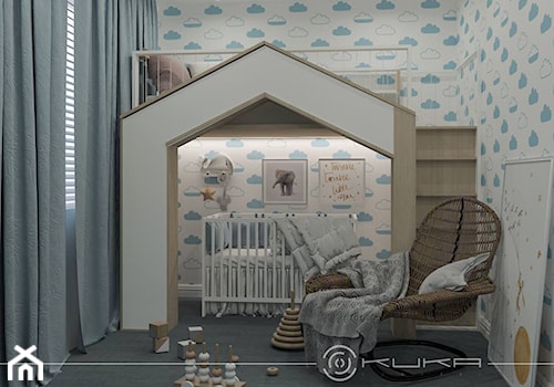 Mieszkanie, Wola - Mały biały niebieski pokój dziecka dla niemowlaka dla dziecka dla chłopca dla dziewczynki dla rodzeństwa - zdjęcie od KUKA Concept