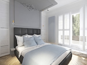 Apartament Klasyczny - Średnia biała sypialnia z balkonem / tarasem, styl glamour - zdjęcie od Black Deer Workshop Magdalena Śliwka