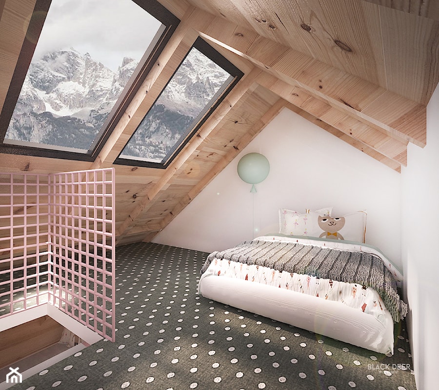 Sypialnia dziewczynki na antresoli - dom w górach - zdjęcie od Black Deer Workshop Magdalena Śliwka