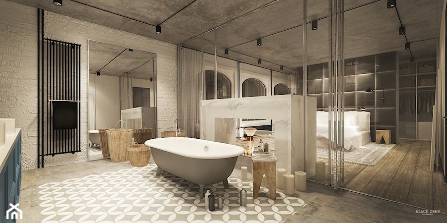 Loft - Duża jako pokój kąpielowy łazienka, styl industrialny - zdjęcie od Black Deer Workshop Magdalena Śliwka