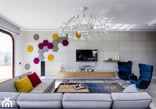 Współczesny, szlachetny i stylowy apartament - Średni biały szary salon, styl nowoczesny - zdjęcie od Aleksandra Kurowska