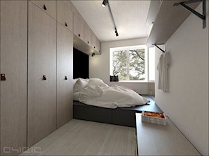 O. - Średnia beżowa biała sypialnia, styl nowoczesny - zdjęcie od Ohlala Wnętrza