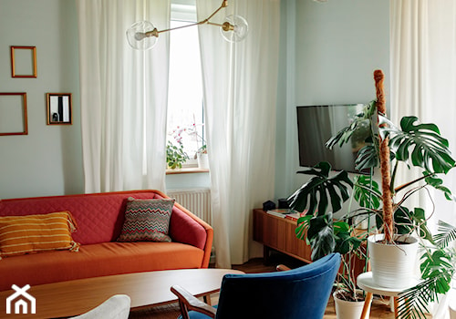 Eklektyczne Bażantwo - Mały niebieski turkusowy zielony salon, styl vintage - zdjęcie od Magic Interior Design