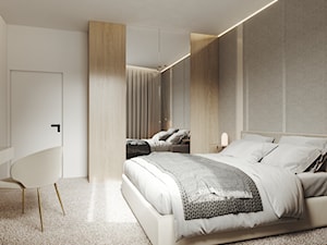 Ligota Katowice - Średnia beżowa biała sypialnia - zdjęcie od Magic Interior Design
