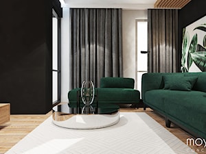 Średni biały czarny salon z tarasem / balkonem, styl glamour - zdjęcie od MOYE Concept
