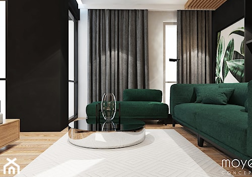 Średni biały czarny salon z tarasem / balkonem, styl glamour - zdjęcie od MOYE Concept