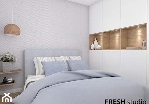 Nowocześnie i przytulnie - Średnia szara sypialnia, styl nowoczesny - zdjęcie od FRESHstudio projektowanie wnętrz