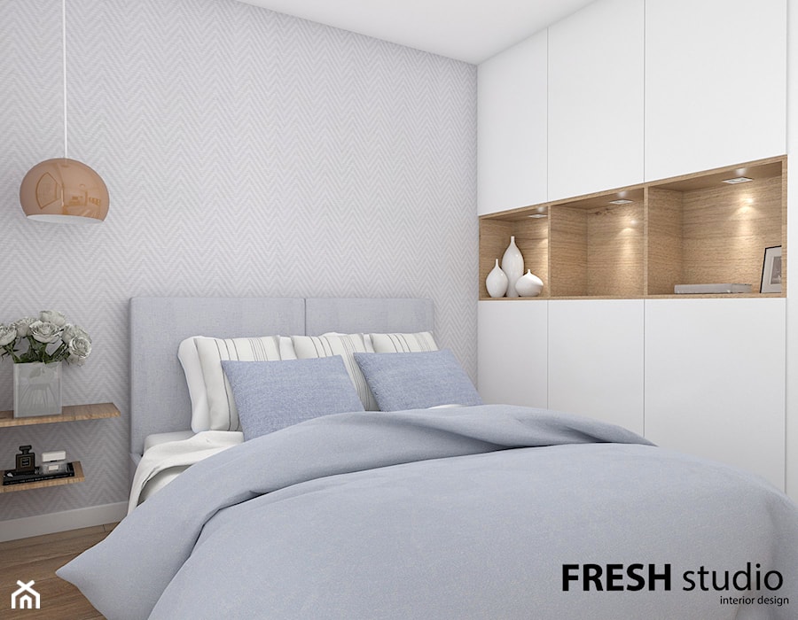 Nowocześnie i przytulnie - Średnia szara sypialnia, styl nowoczesny - zdjęcie od FRESHstudio projektowanie wnętrz