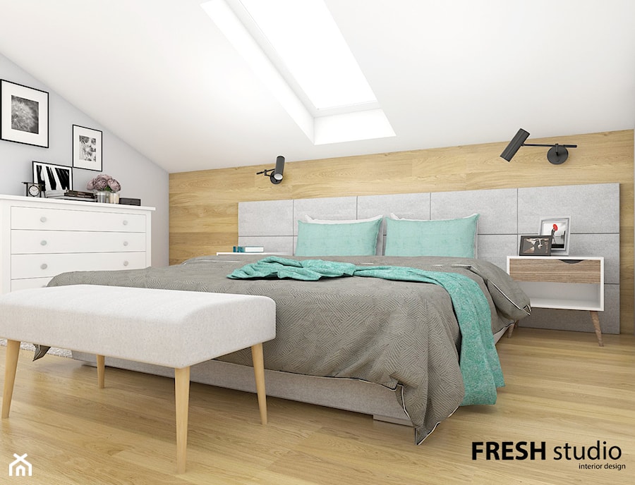 sypialnia styl skandynawski - zdjęcie od FRESHstudio projektowanie wnętrz