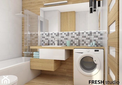 mieszkanie styl skandynawski - Mała bez okna z pralką / suszarką łazienka, styl skandynawski - zdjęcie od FRESHstudio projektowanie wnętrz