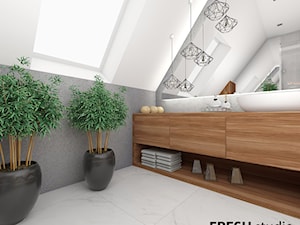 elegancki dom pod Krakowem - Średnia na poddaszu łazienka z oknem, styl nowoczesny - zdjęcie od FRESHstudio projektowanie wnętrz