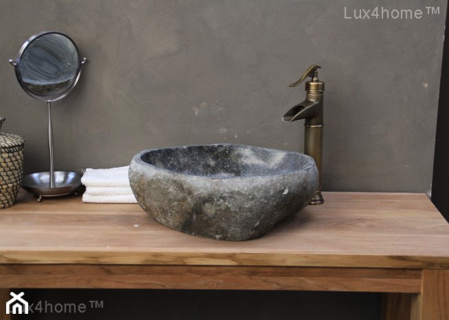 Łazienkowa umywalka z kamienia polnego - umywalki z kamienia naturalnego - zdjęcie od Lux4home™ - Homebook