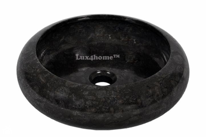 Czarna umywalka kamienna - Ferox 513 umywalka z marmuru do łazienki - zdjęcie od Lux4home™ - Homebook