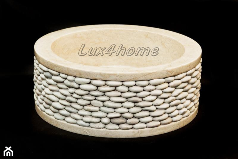 Marmurowa umywalka z otoczakami na blat do łazienki - zdjęcie od Lux4home™ - Homebook