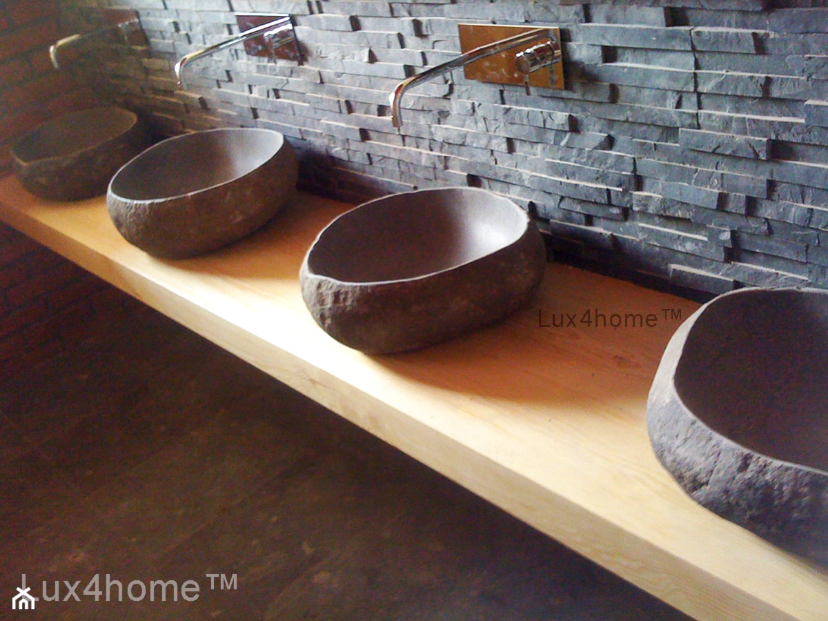 Łazienkowa umywalka z kamienia polnego - umywalki z kamienia naturalnego - zdjęcie od Lux4home™ - Homebook