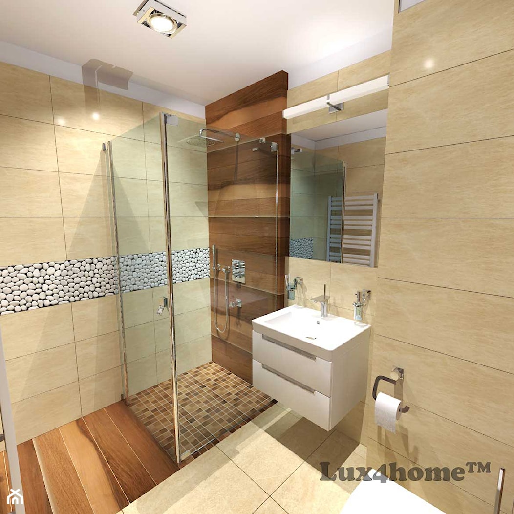 Białe otoczaki na ścianie w łazience - zdjęcie od Lux4home™ - Homebook