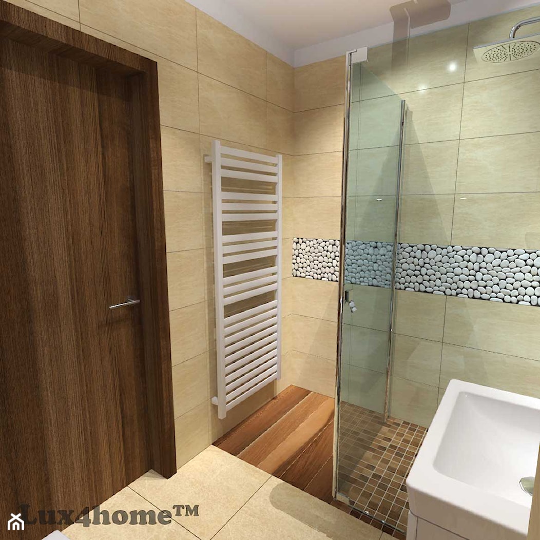 Białe otoczaki na ścianie w łazience - zdjęcie od Lux4home™ - Homebook