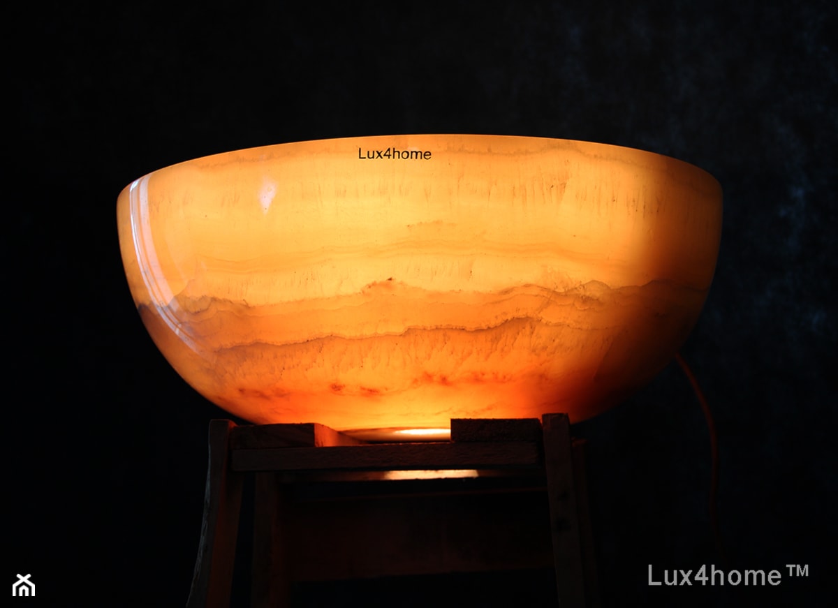 Okrągła umywalka nablatowa - podświetlona umywalka z onyksu - zdjęcie od Lux4home™ - Homebook