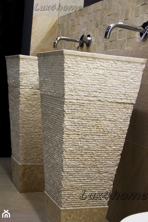 Stojące umywalki kamienne do łazienki - kremowy marmur - zdjęcie od Lux4home™ - Homebook