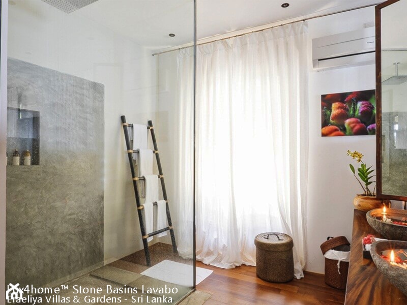 Umywalki kamienne na blacie w łazience. Umywalka z kamienia polnego - zdjęcie od Lux4home™