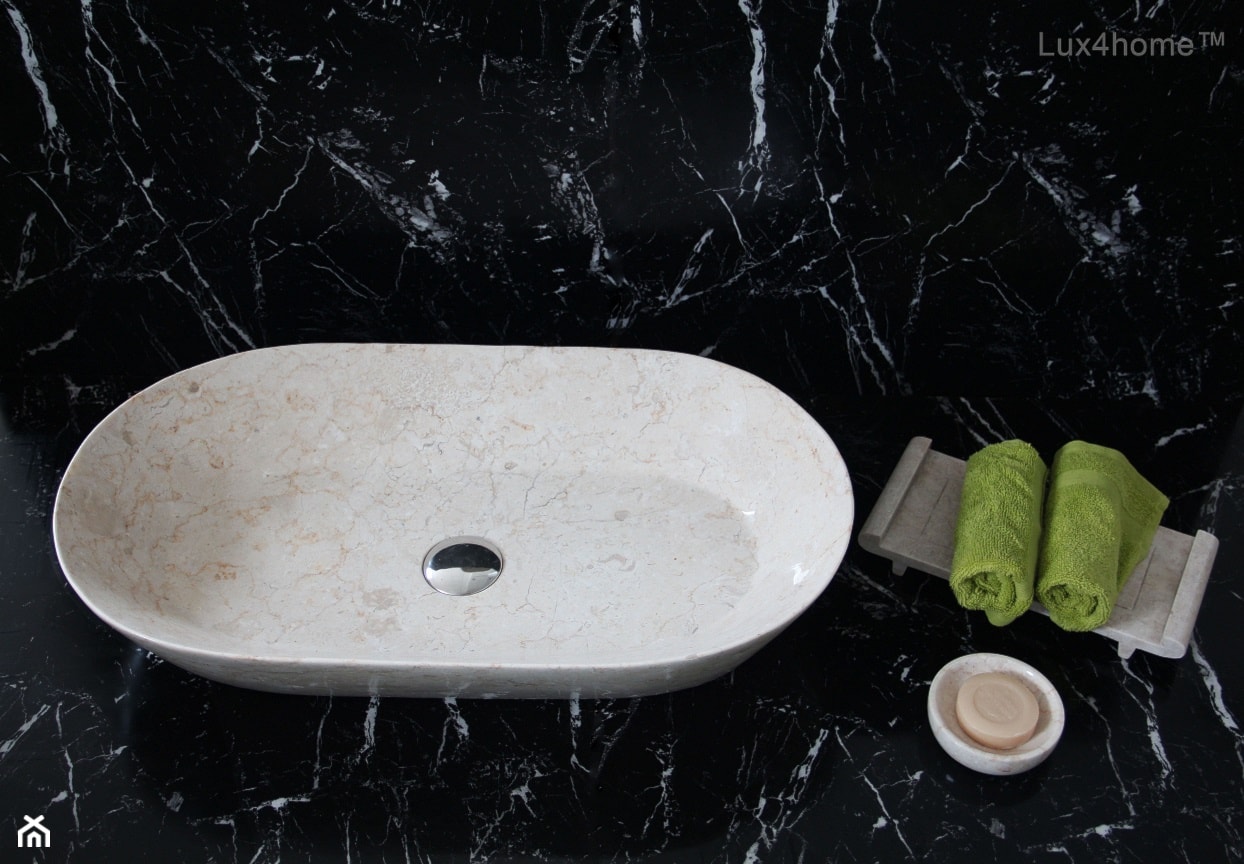 Owalna umywalka z kamienia - kamienna umywalka - zdjęcie od Lux4home™ - Homebook