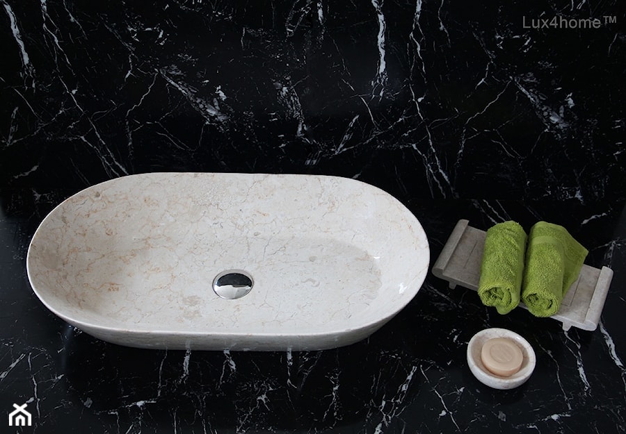 Owalna umywalka z kamienia - kamienna umywalka - zdjęcie od Lux4home™